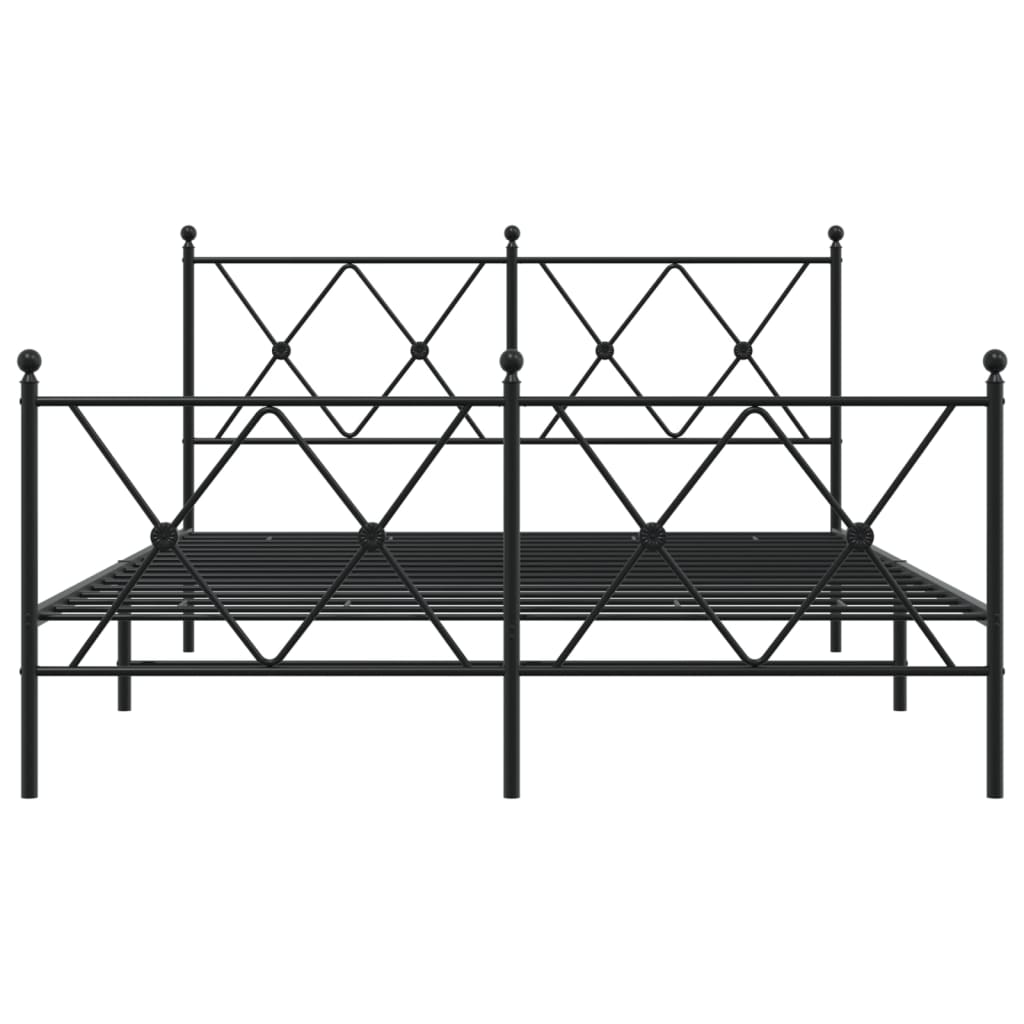 Sengeramme i metall med hode- og fotgavl svart 140x190 cm