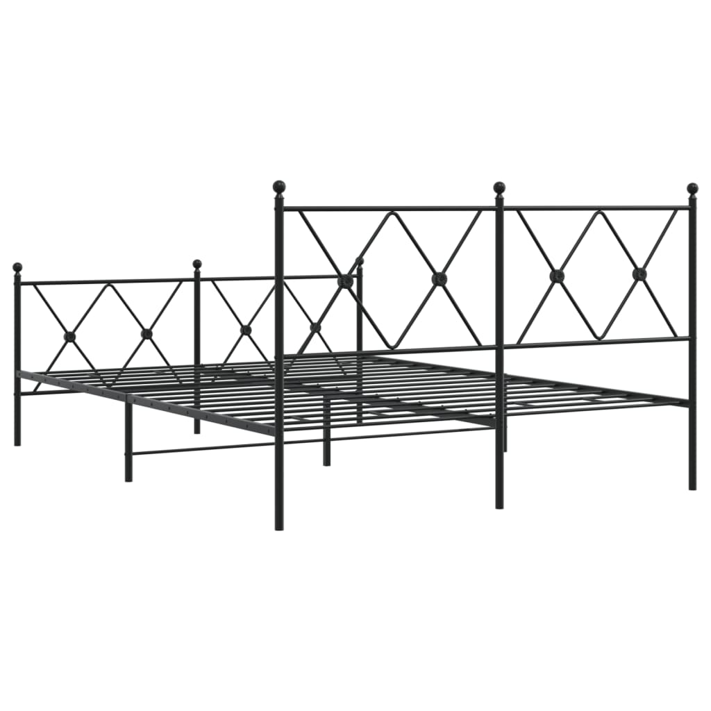 Sengeramme i metall med hode- og fotgavl svart 140x190 cm