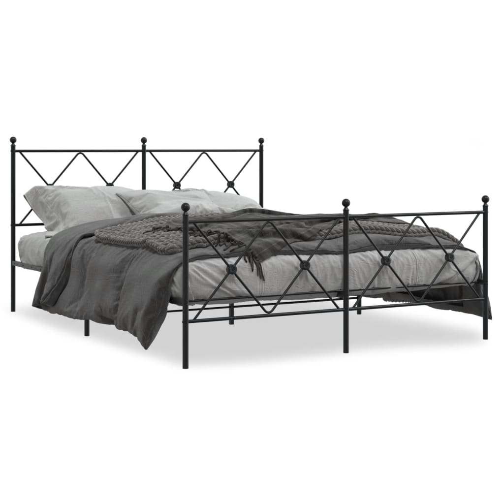 Sengeramme i metall med hode- og fotgavl svart 150x200 cm