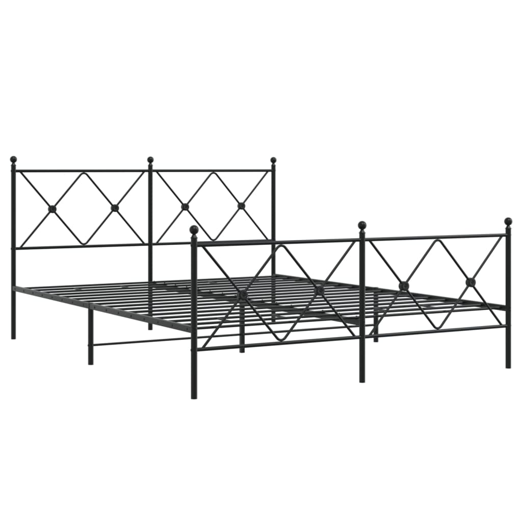 Sengeramme i metall med hode- og fotgavl svart 150x200 cm