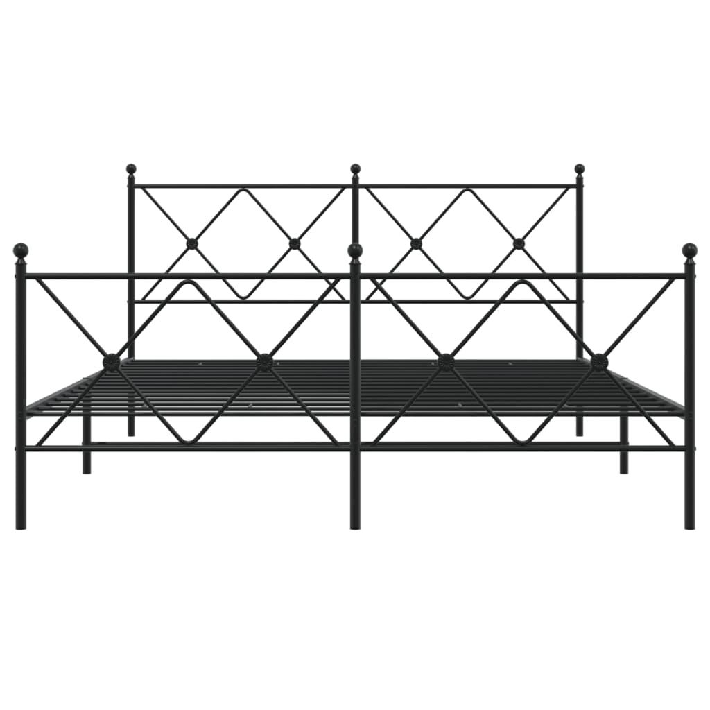 Sengeramme i metall med hode- og fotgavl svart 150x200 cm