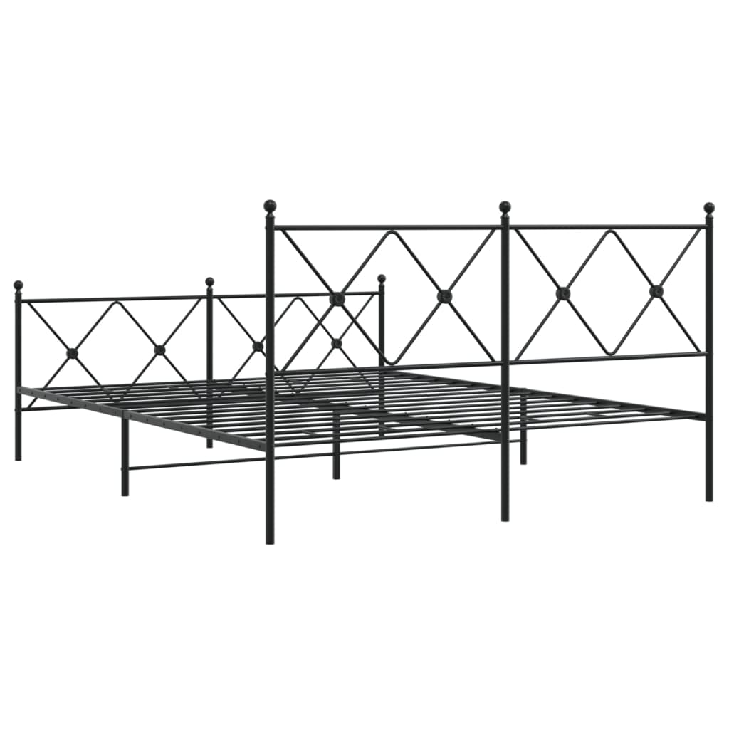 Sengeramme i metall med hode- og fotgavl svart 150x200 cm