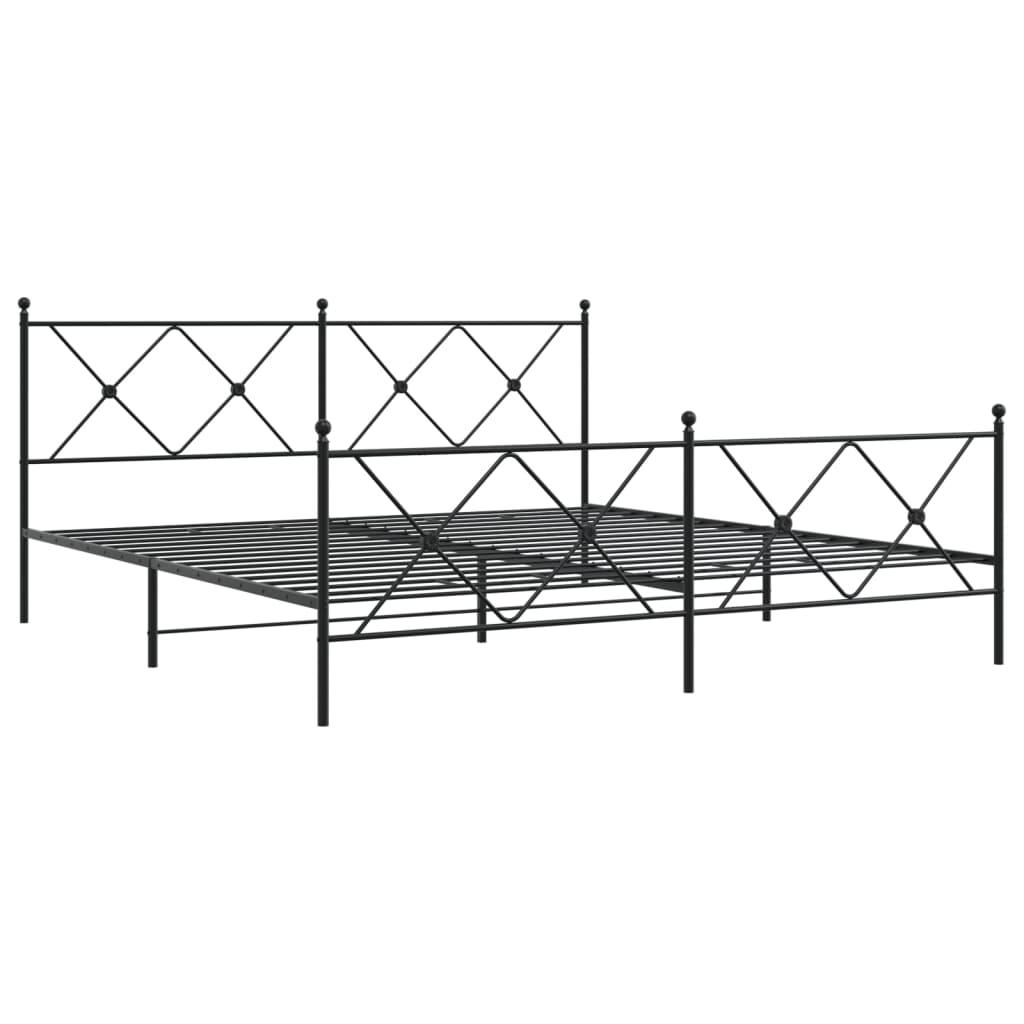 Sengeramme i metall med hode- og fotgavl svart 183x213 cm