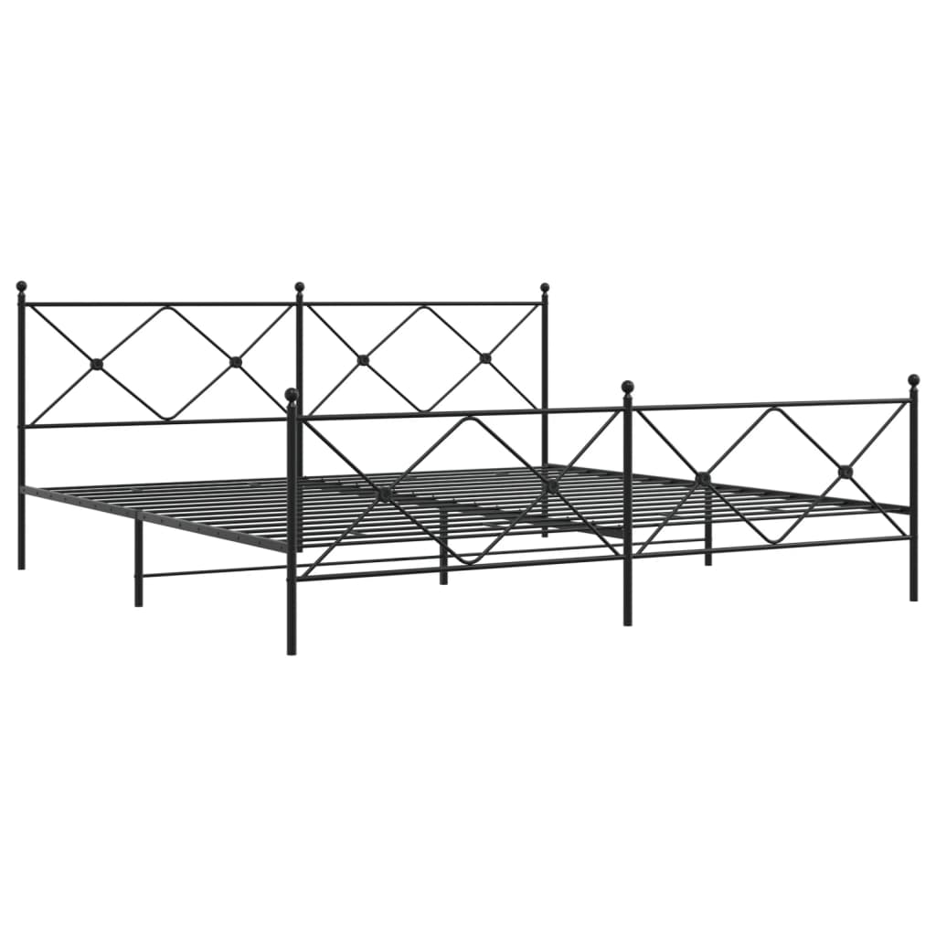 Sengeramme i metall med hode- og fotgavl svart 193x203 cm