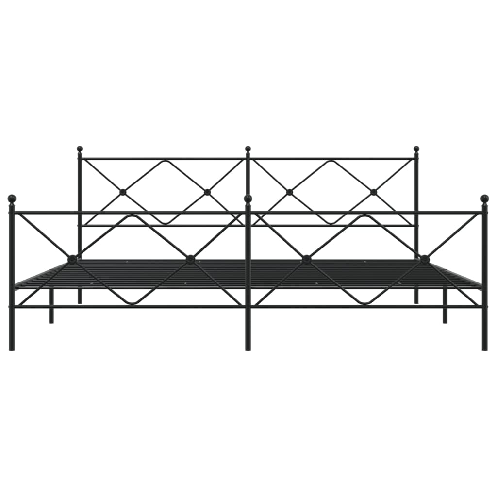 Sengeramme i metall med hode- og fotgavl svart 193x203 cm