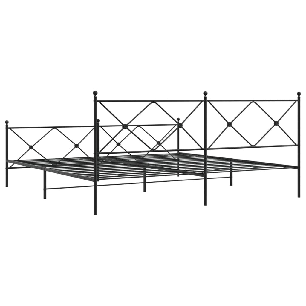 Sengeramme i metall med hode- og fotgavl svart 193x203 cm