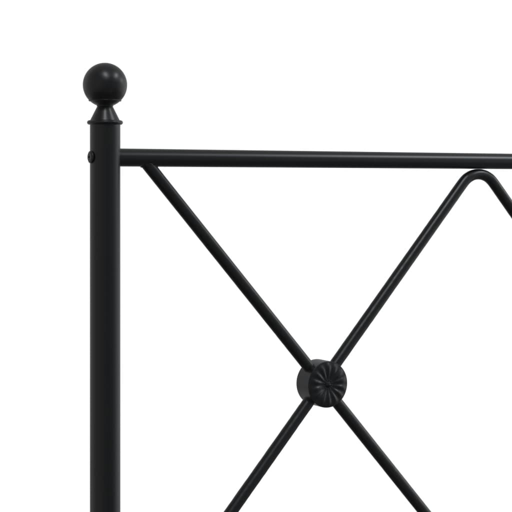 Sengeramme i metall med hode- og fotgavl svart 193x203 cm
