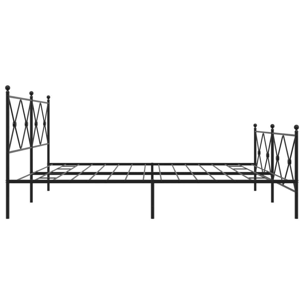 Sengeramme i metall med hode- og fotgavl svart 200x200 cm