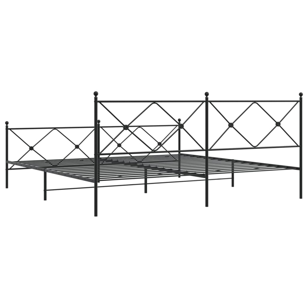 Sengeramme i metall med hode- og fotgavl svart 200x200 cm