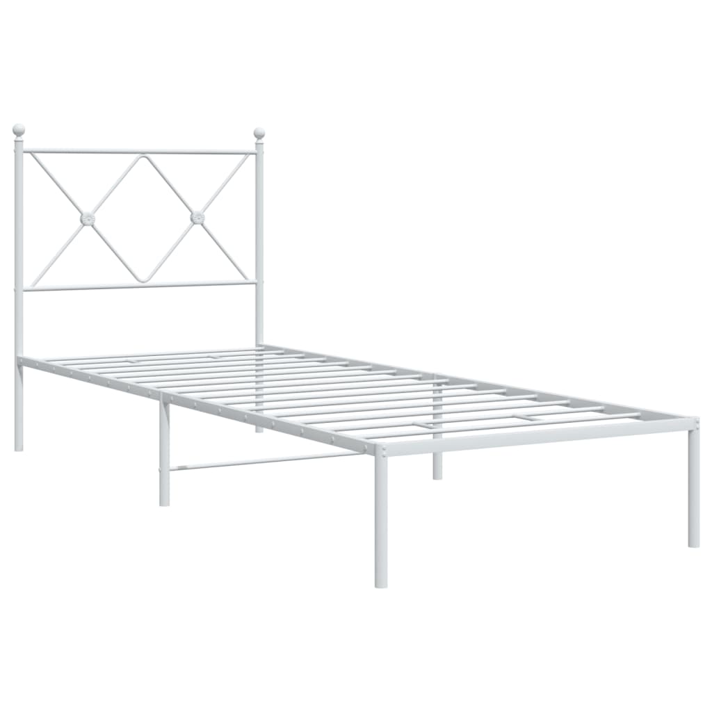 Sengeramme i metall med hodegavl hvit 80x200 cm