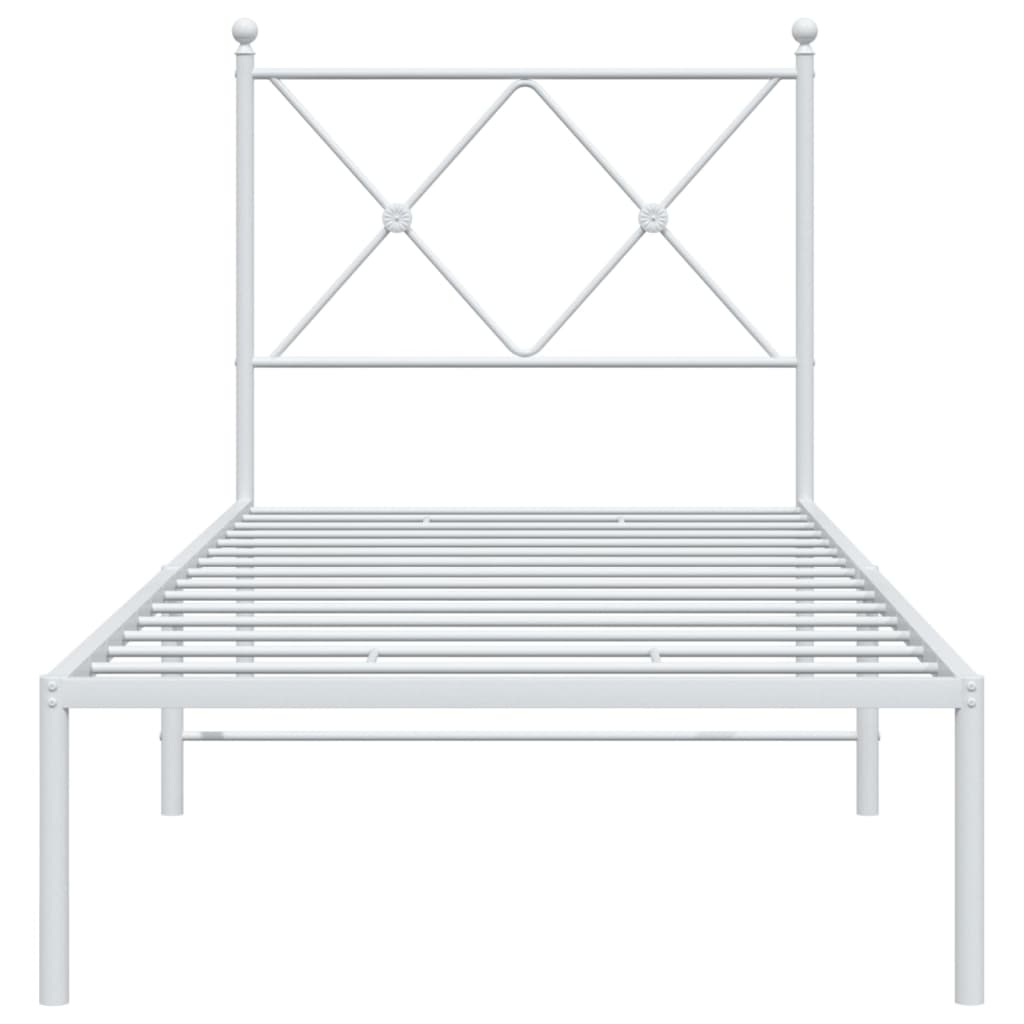 Sengeramme i metall med hodegavl hvit 80x200 cm