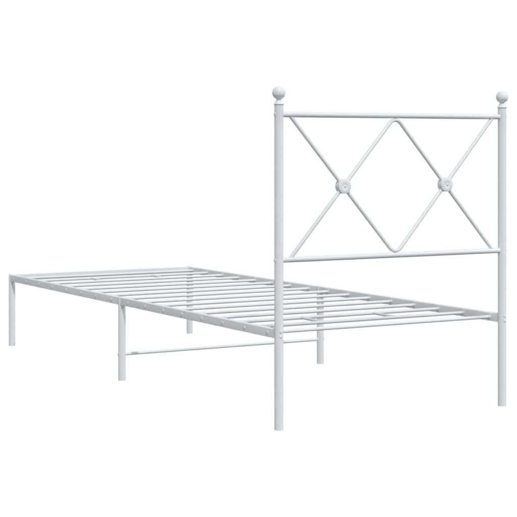 Sengeramme i metall med hodegavl hvit 80x200 cm
