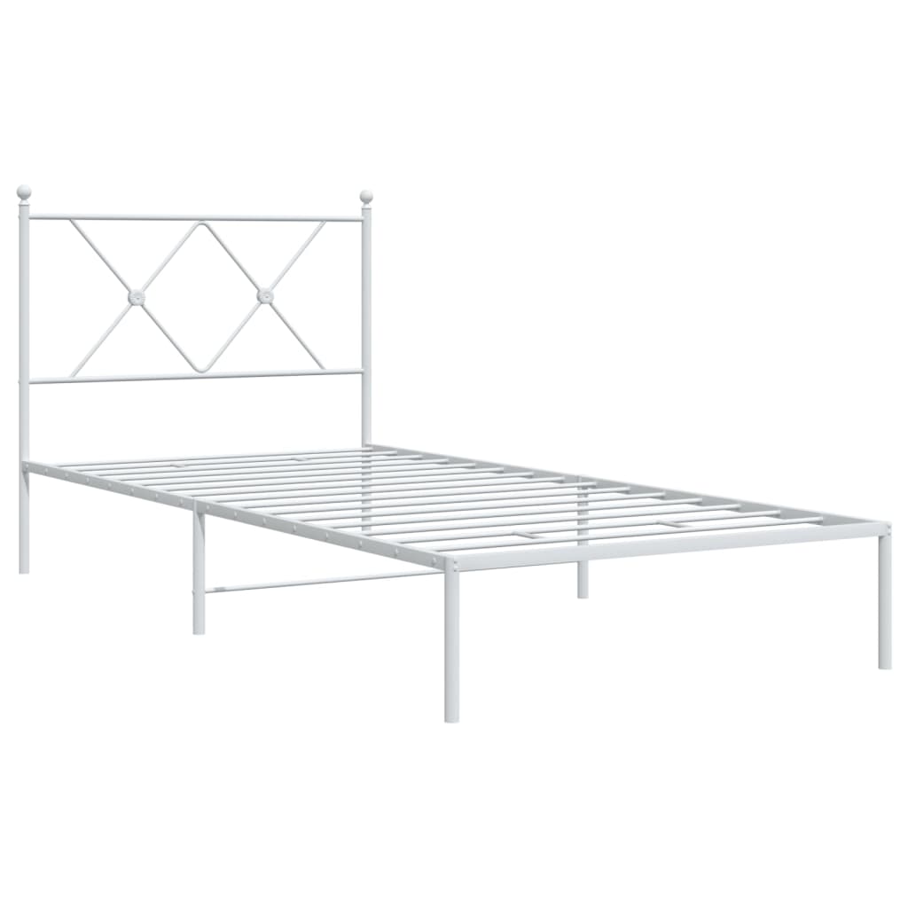Sengeramme i metall med hodegavl hvit 90x200 cm