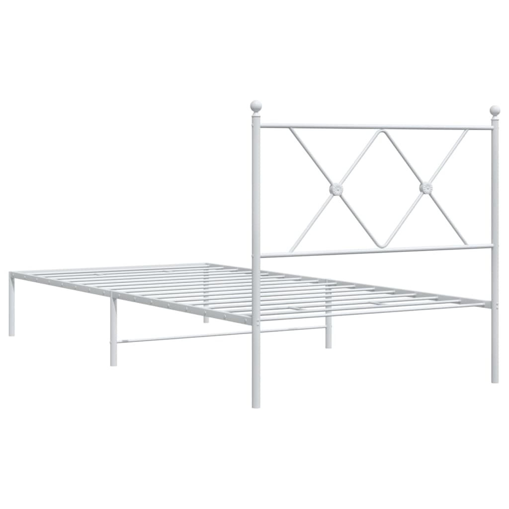 Sengeramme i metall med hodegavl hvit 90x200 cm