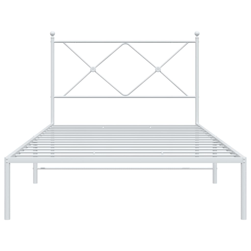 Sengeramme i metall med hodegavl hvit 100x190 cm
