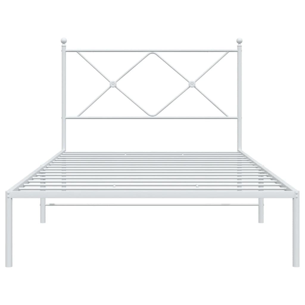 Sengeramme i metall med hodegavl hvit 100x200 cm