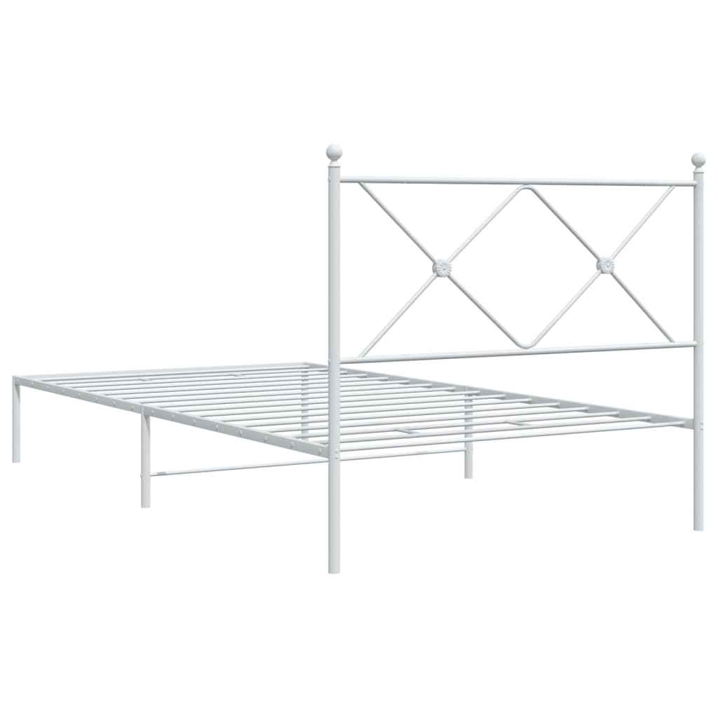 Sengeramme i metall med hodegavl hvit 100x200 cm