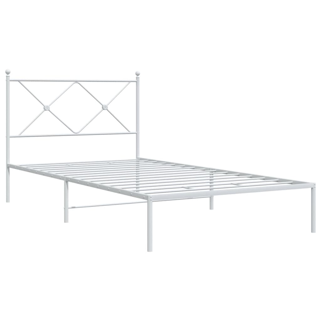 Sengeramme i metall med hodegavl hvit 107x203 cm