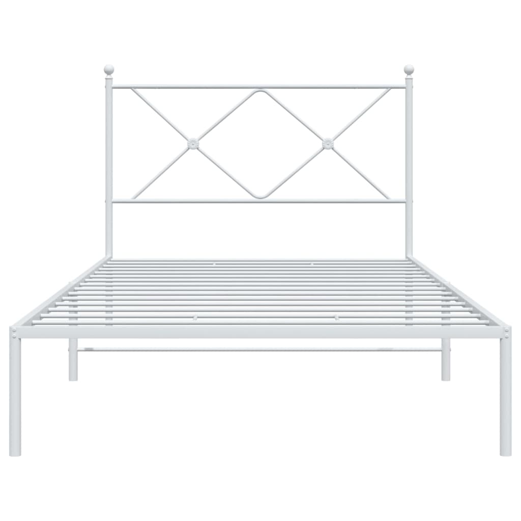 Sengeramme i metall med hodegavl hvit 107x203 cm