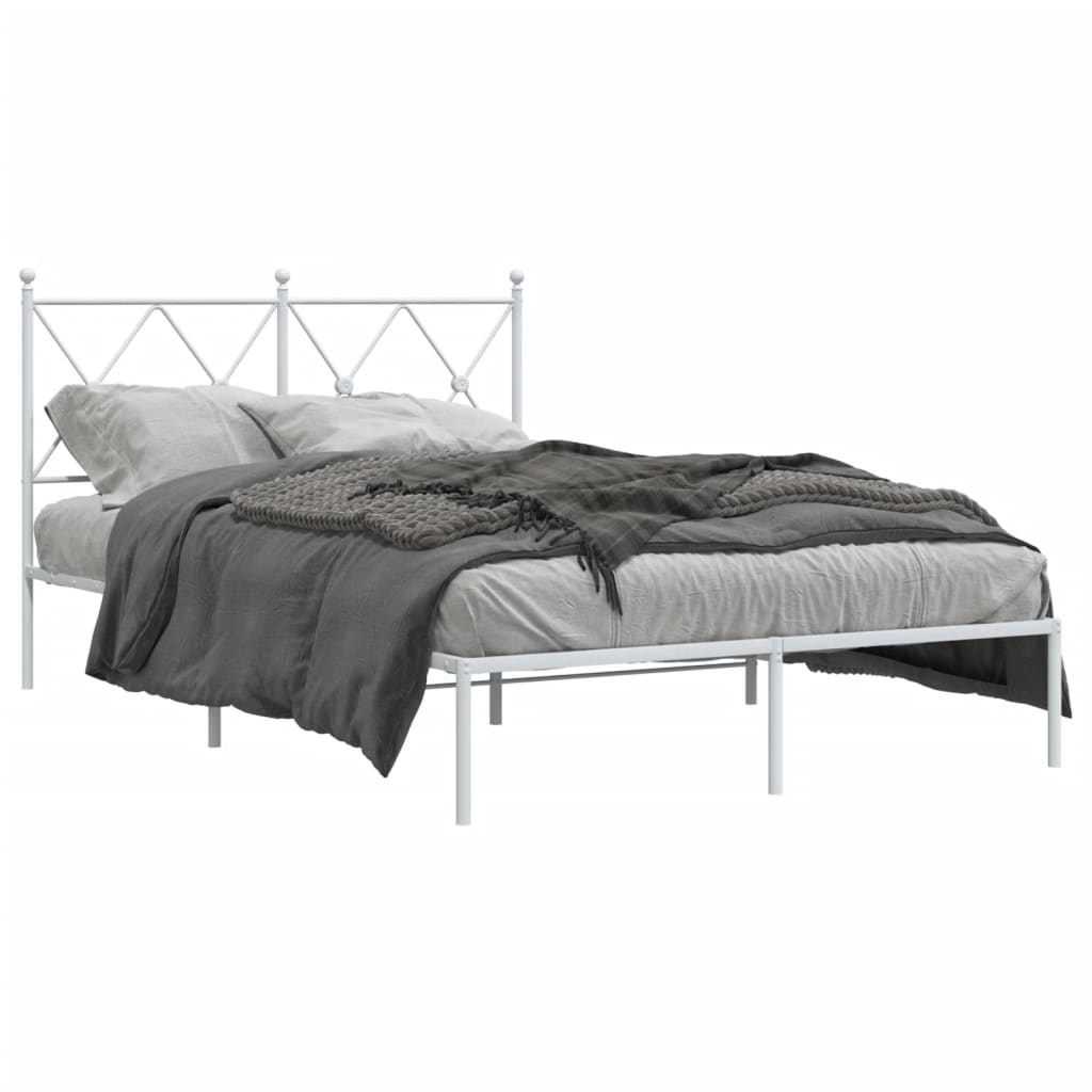 Sengeramme i metall med hodegavl hvit 120x190 cm