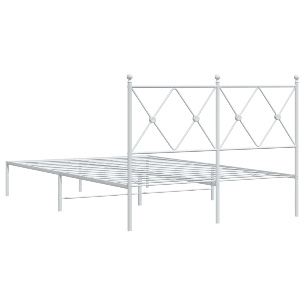 Sengeramme i metall med hodegavl hvit 120x190 cm