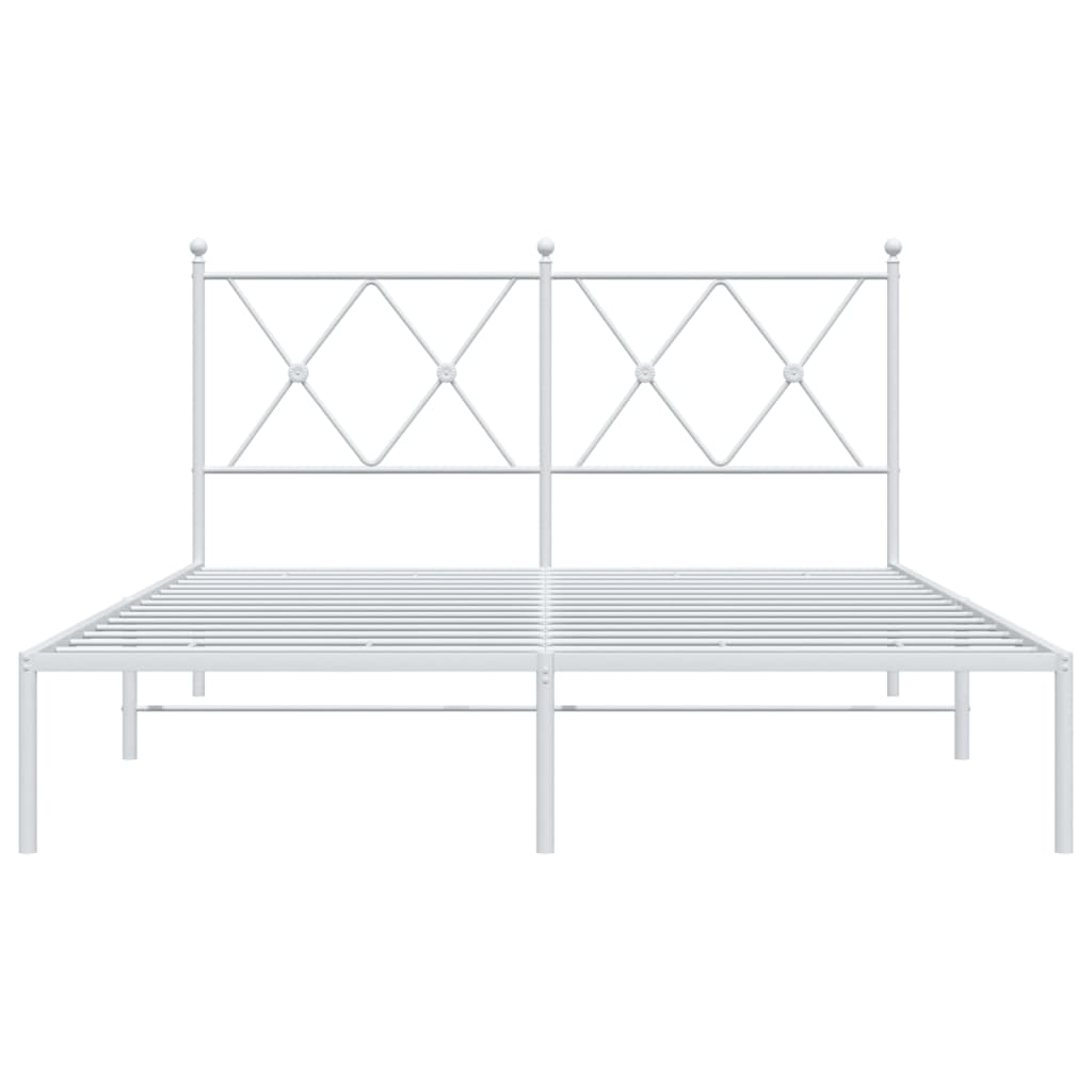 Sengeramme i metall med hodegavl hvit 135x190 cm