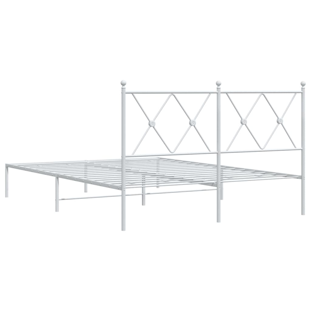 Sengeramme i metall med hodegavl hvit 135x190 cm