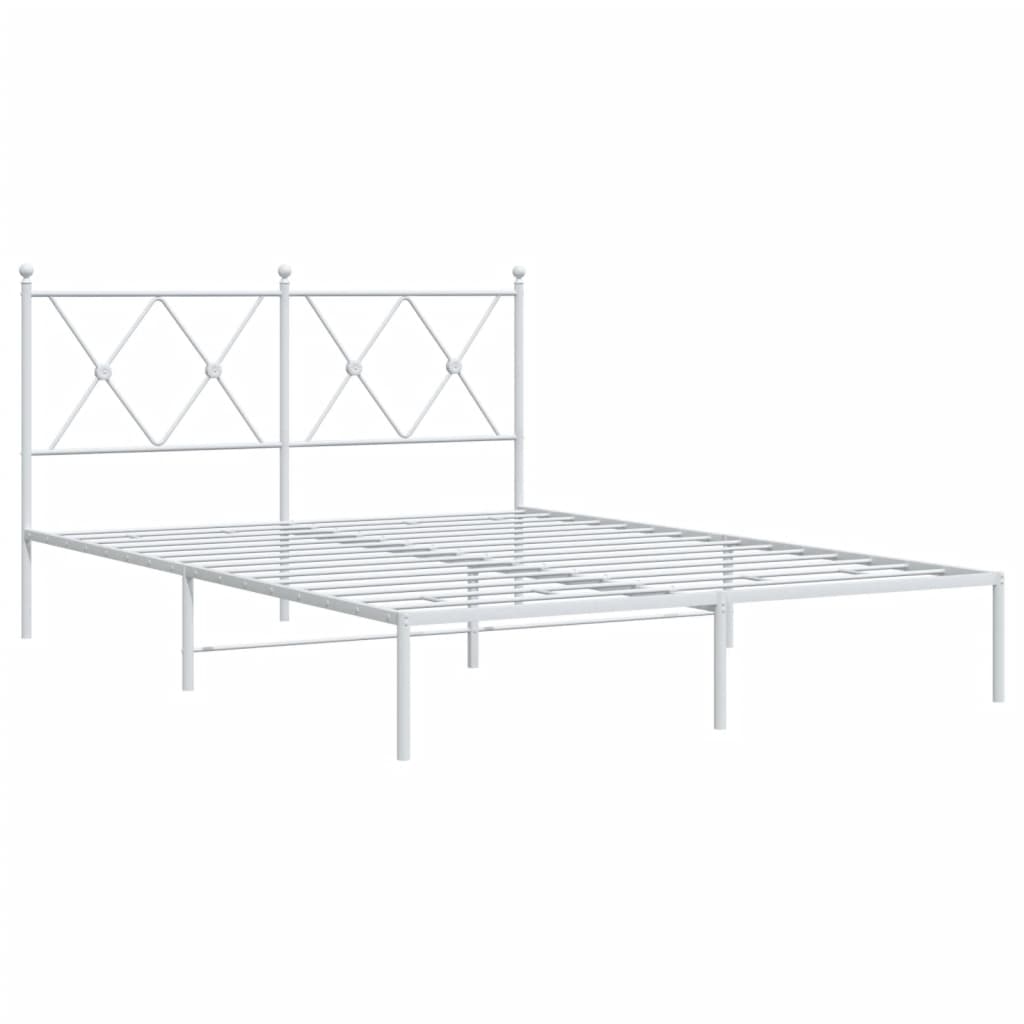 Sengeramme i metall med hodegavl hvit 140x190 cm