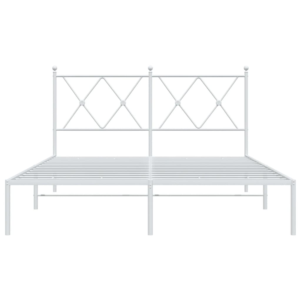 Sengeramme i metall med hodegavl hvit 140x190 cm