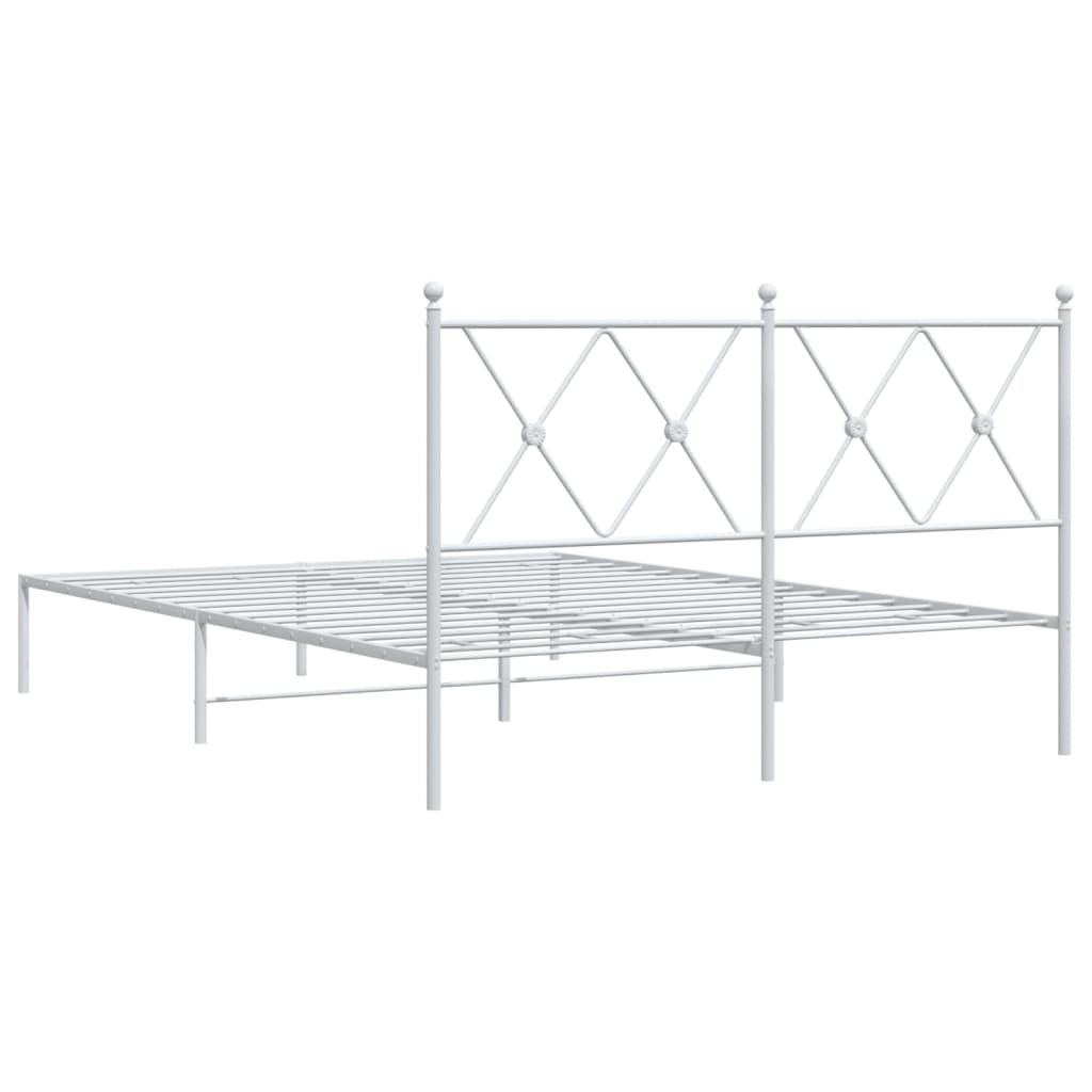 Sengeramme i metall med hodegavl hvit 140x190 cm