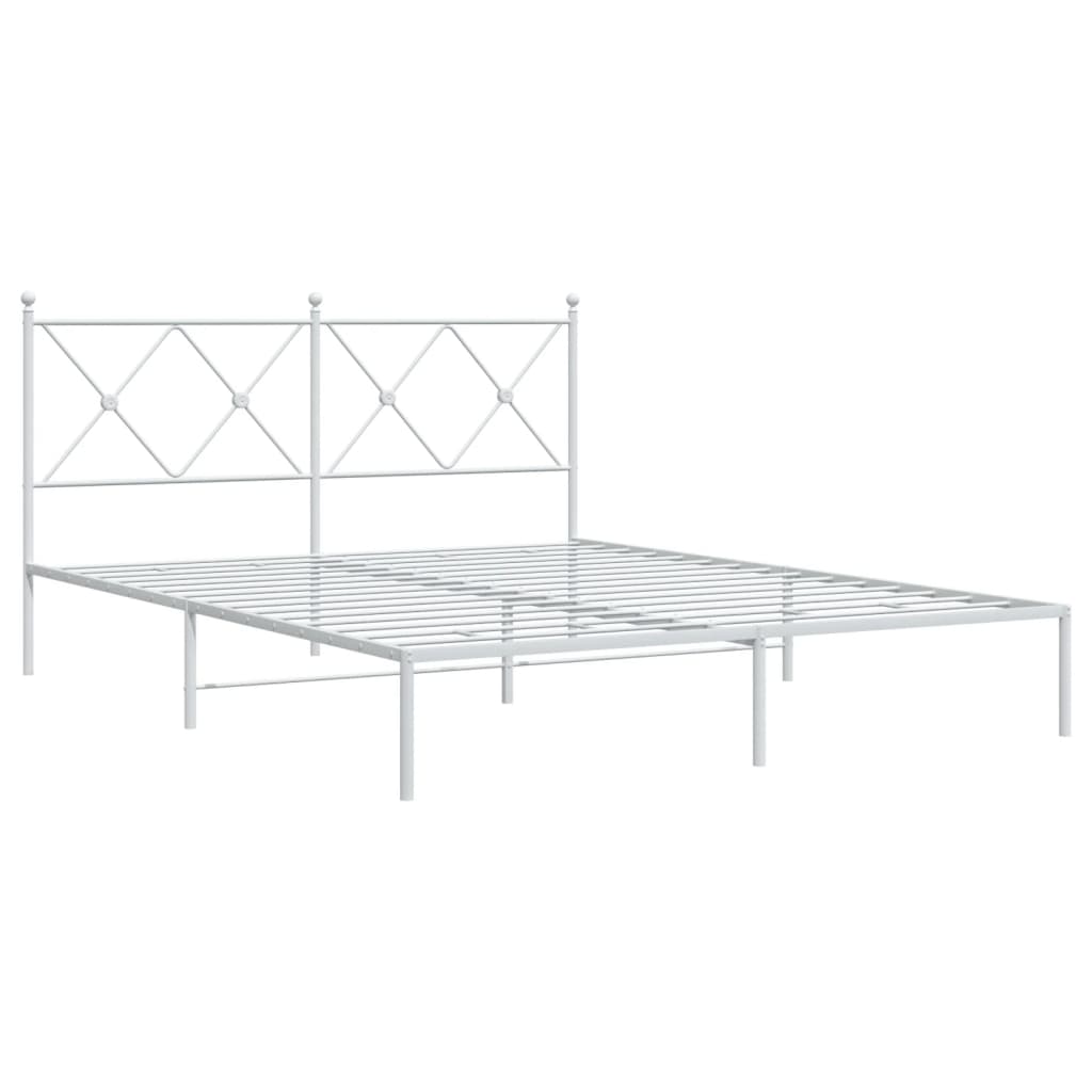 Sengeramme i metall med sengegavl hvit 150x200 cm