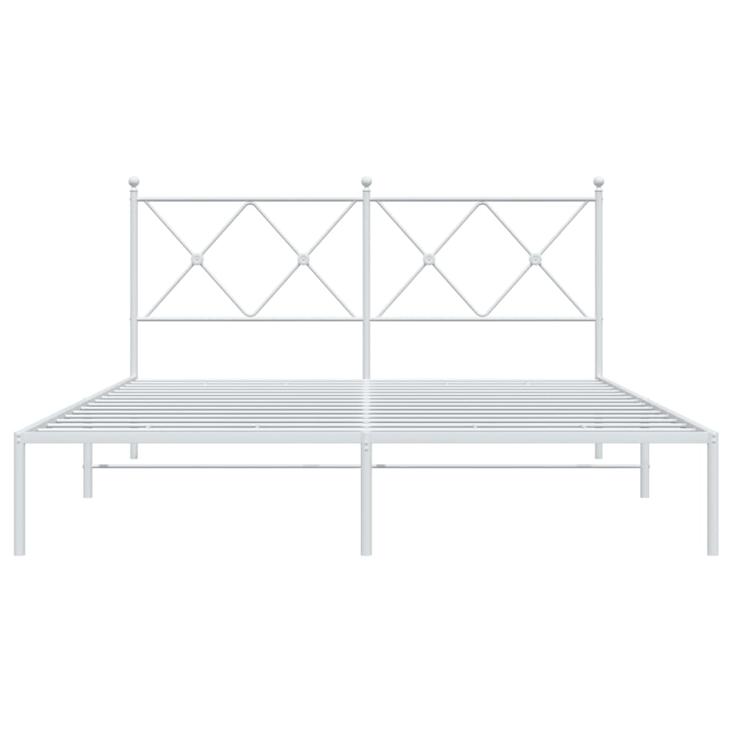Sengeramme i metall med sengegavl hvit 150x200 cm