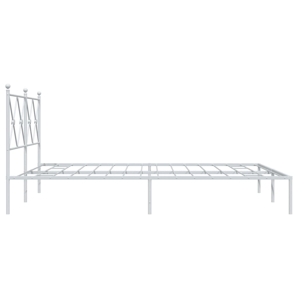 Sengeramme i metall med sengegavl hvit 150x200 cm