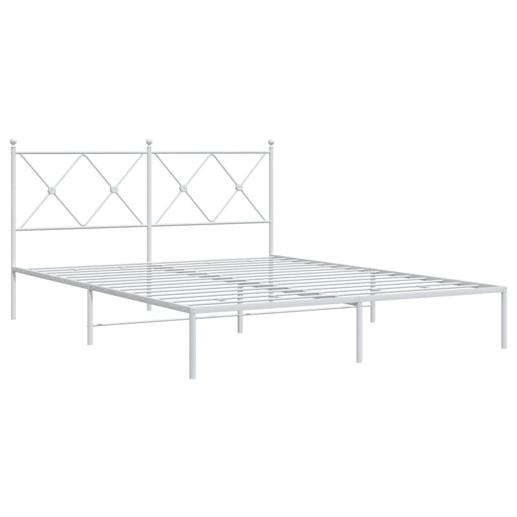 Sengeramme i metall med sengegavl hvit 160x200 cm