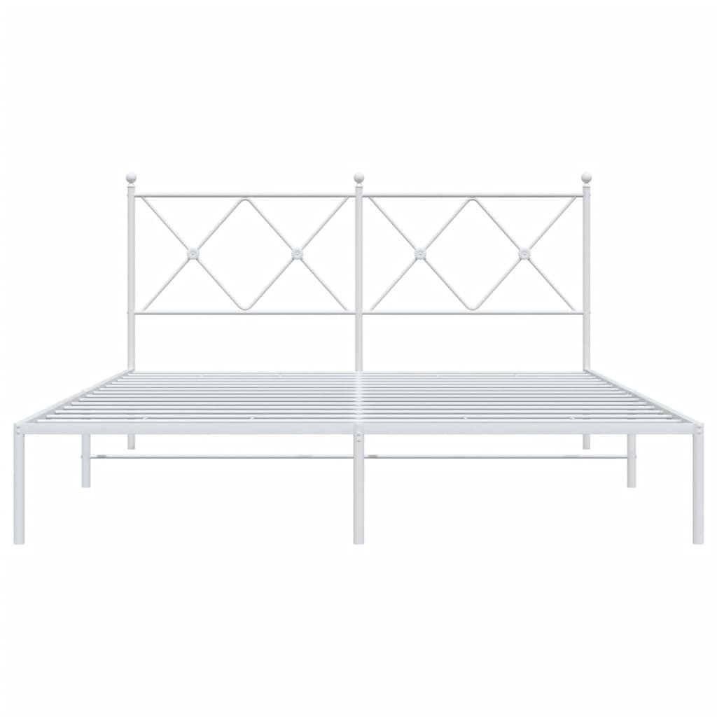 Sengeramme i metall med sengegavl hvit 160x200 cm