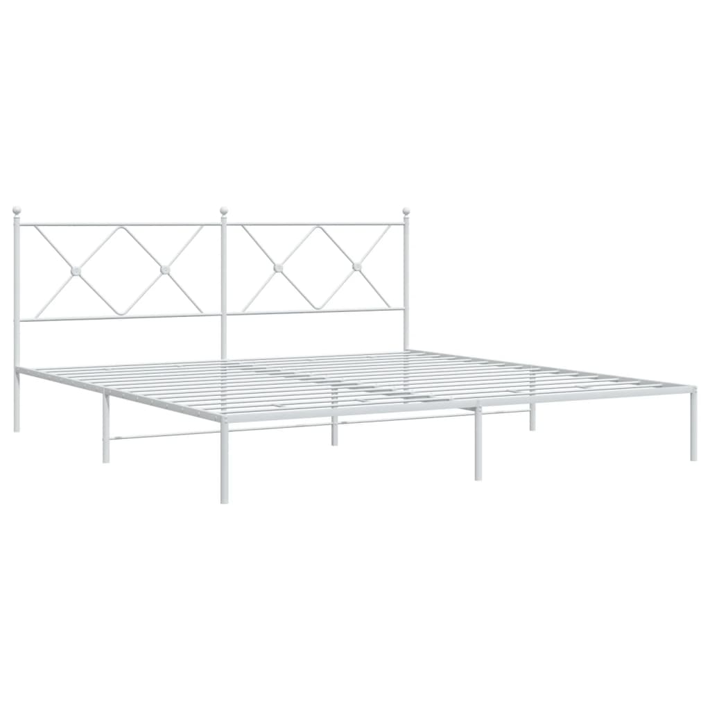 Sengeramme i metall med hodegavl hvit 183x213 cm