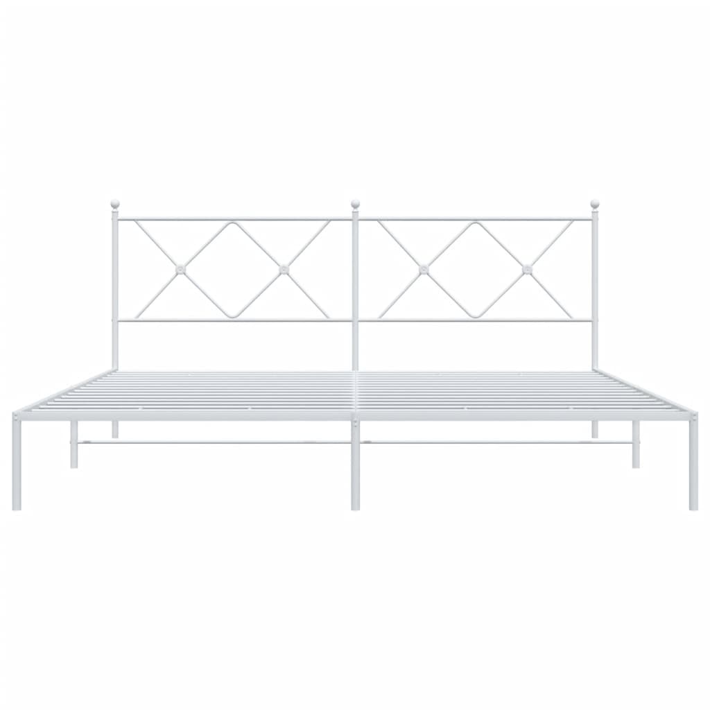 Sengeramme i metall med hodegavl hvit 183x213 cm