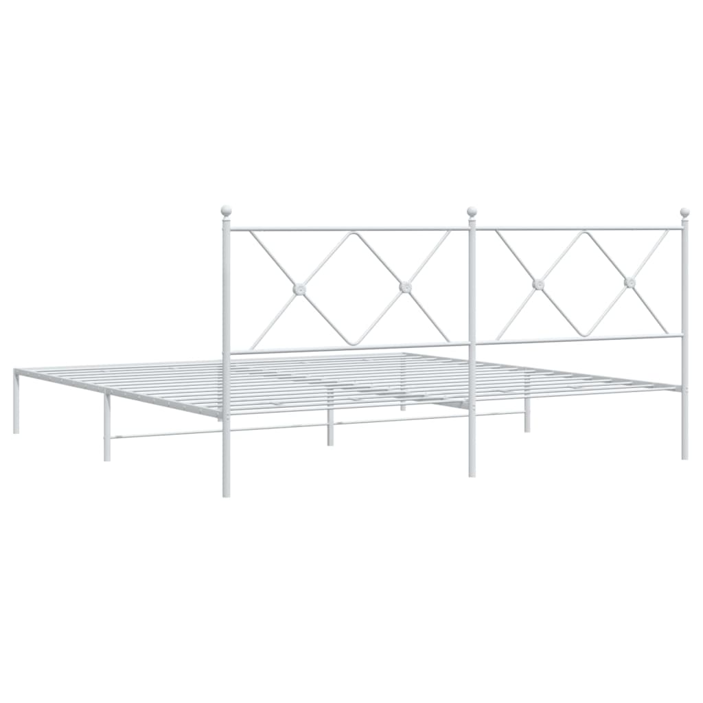Sengeramme i metall med hodegavl hvit 183x213 cm