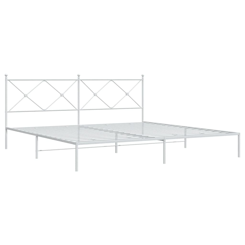 Sengeramme i metall med hodegavl hvit 193x203 cm