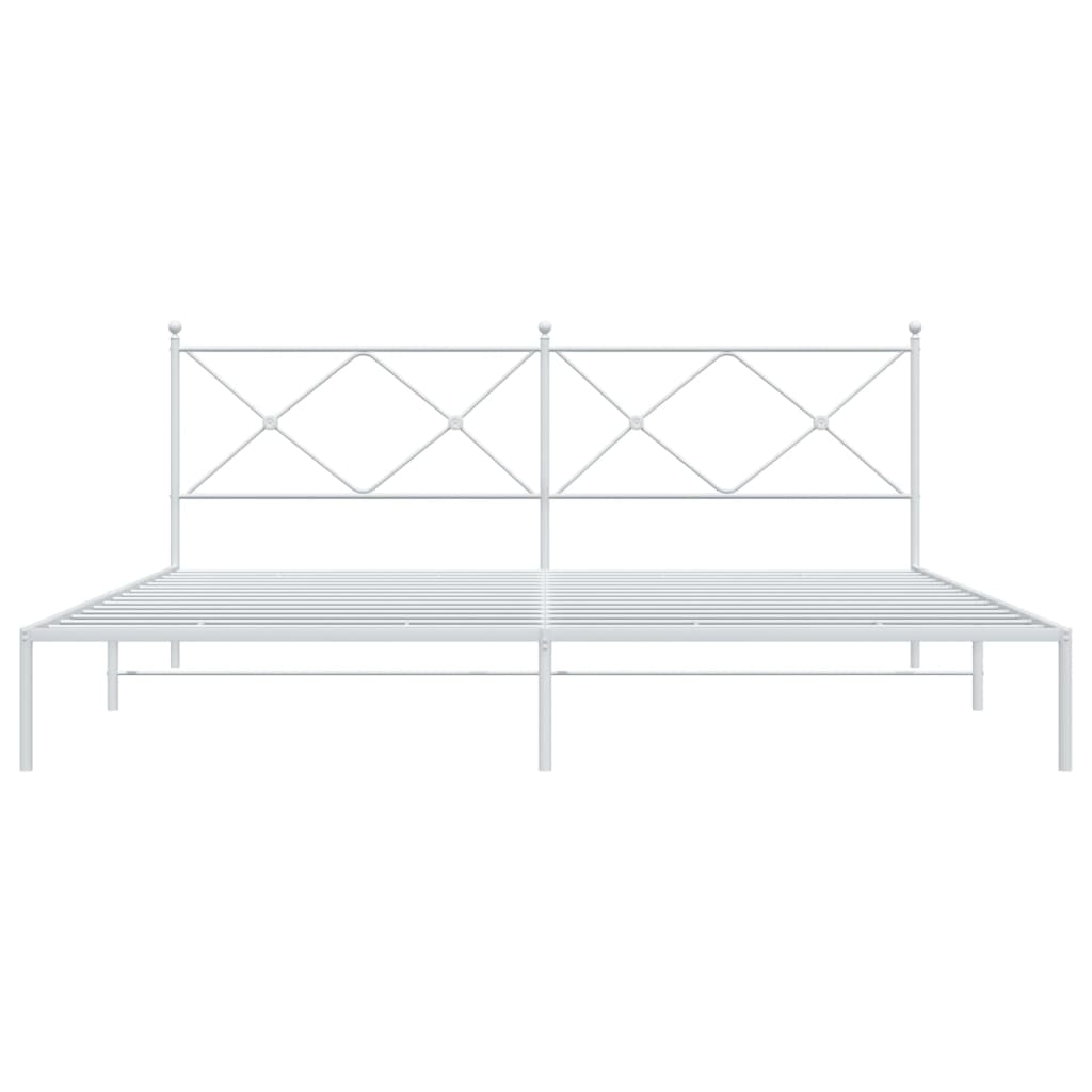Sengeramme i metall med sengegavl hvit 200x200 cm