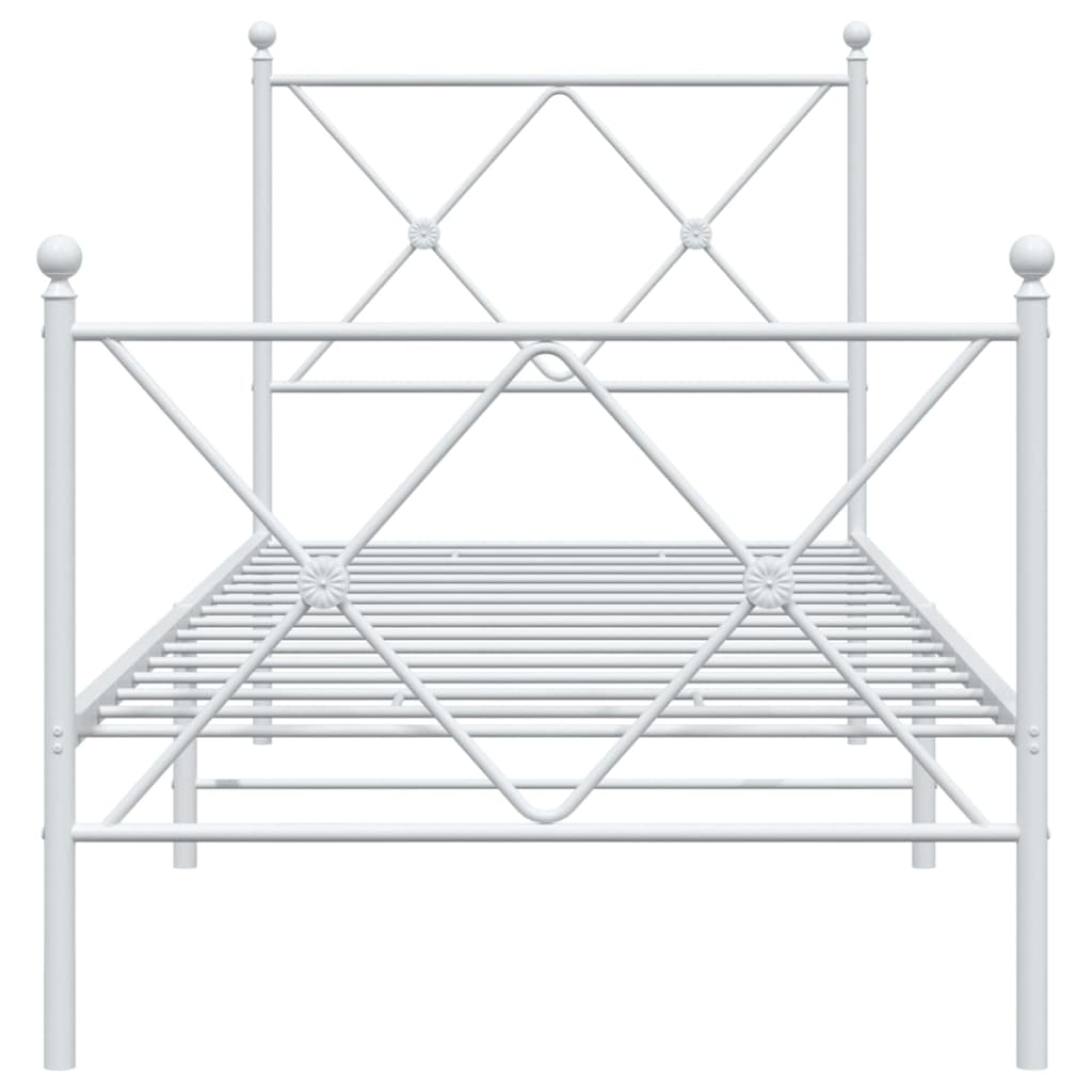 Sengeramme i metall med hode- og fotgavl hvit 75x190 cm