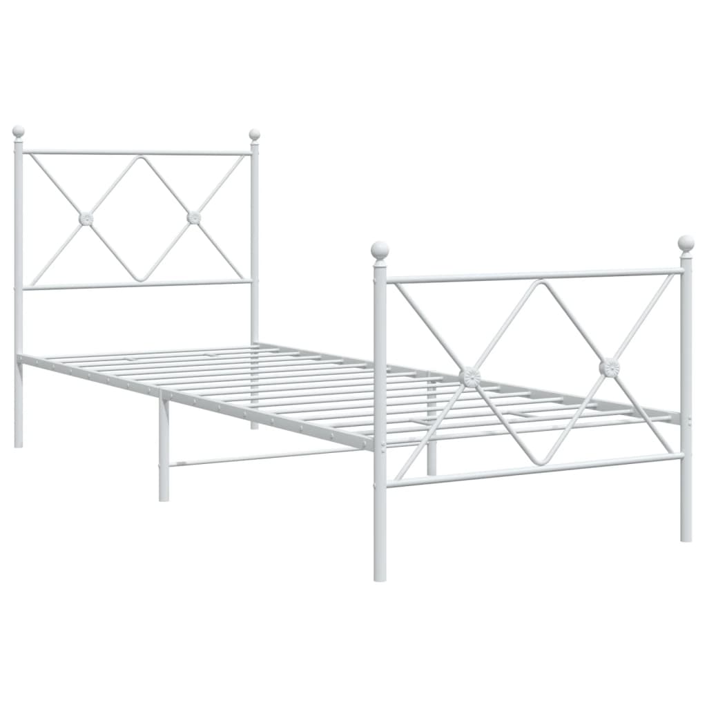 Sengeramme i metall med hode- og fotgavl hvit 80x200 cm