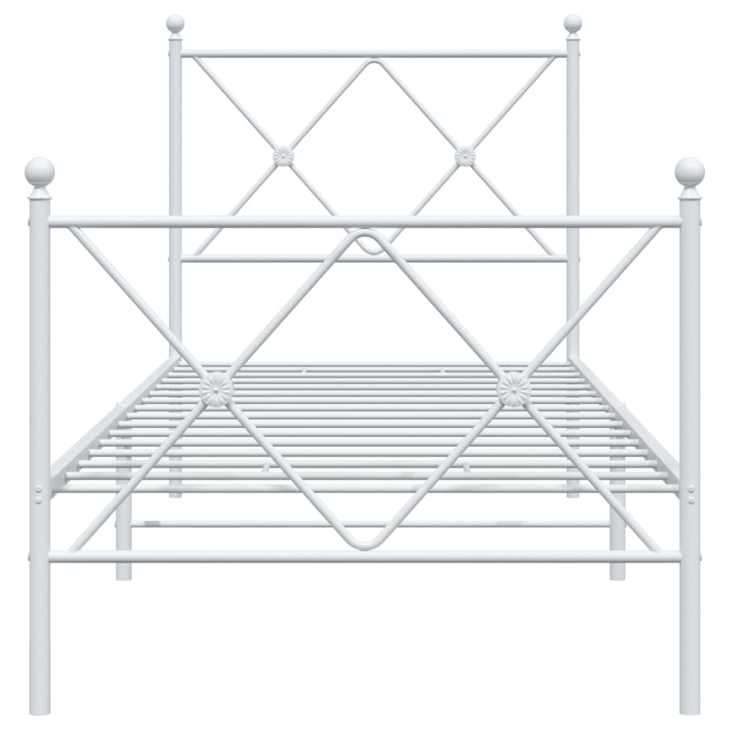 Sengeramme i metall med hode- og fotgavl hvit 80x200 cm