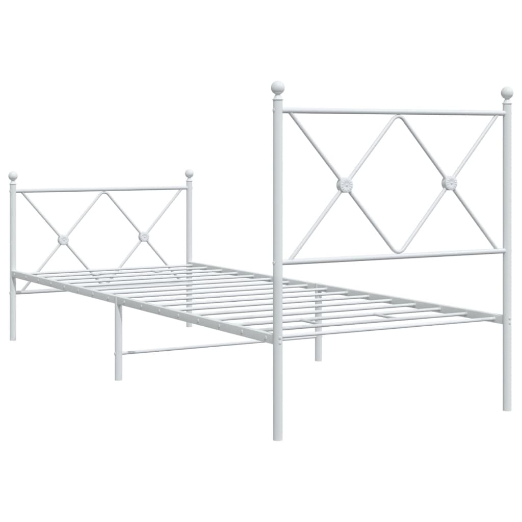 Sengeramme i metall med hode- og fotgavl hvit 80x200 cm