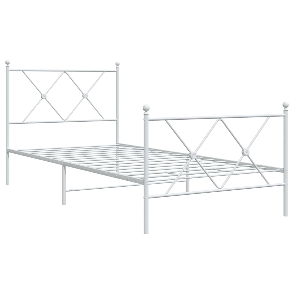 Sengeramme i metall med hode- og fotgavl hvit 90x190 cm