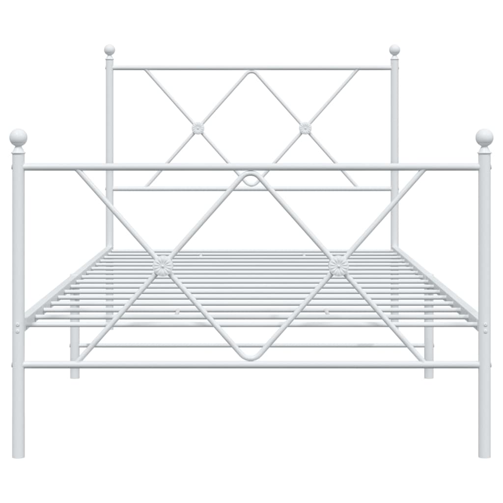 Sengeramme i metall med hode- og fotgavl hvit 90x190 cm