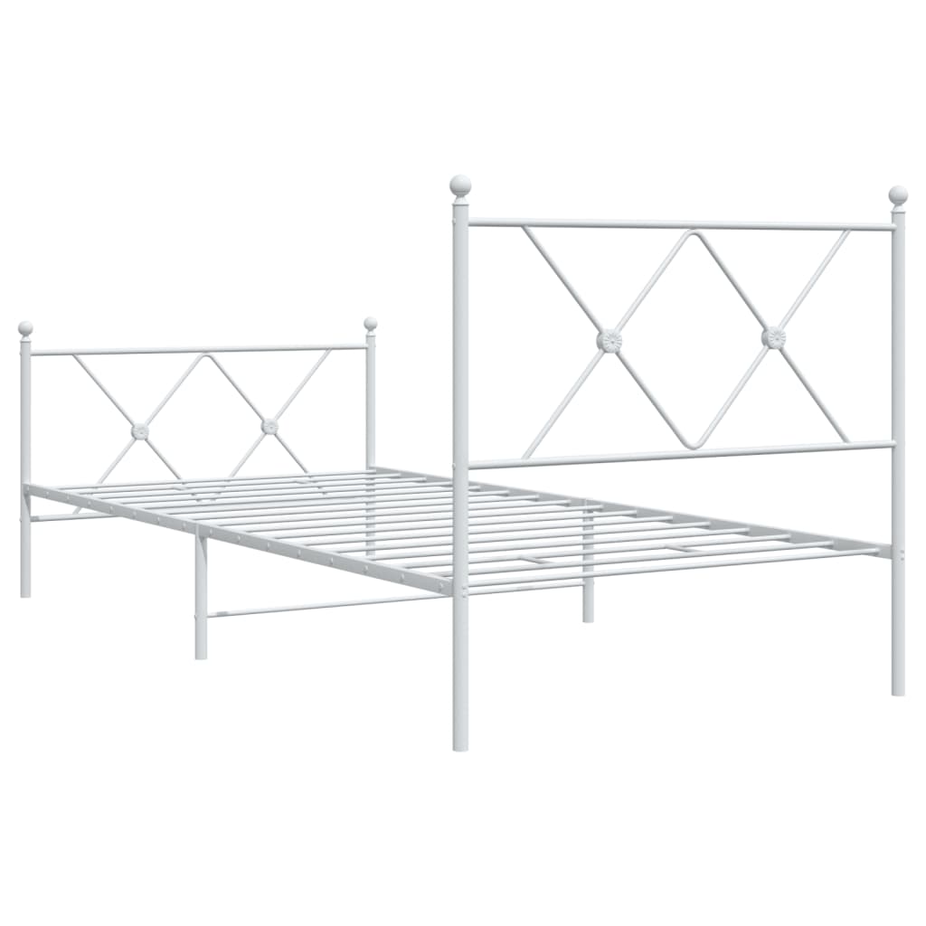 Sengeramme i metall med hode- og fotgavl hvit 90x190 cm