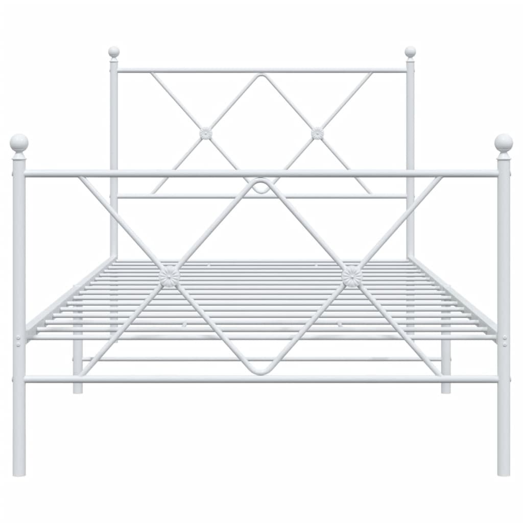 Sengeramme i metall med hode- og fotgavl hvit 90x200 cm