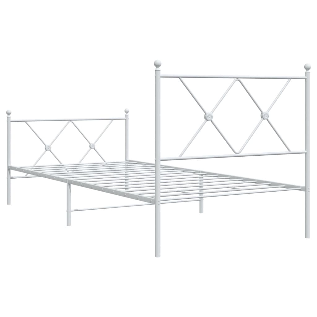 Sengeramme i metall med hode- og fotgavl hvit 90x200 cm