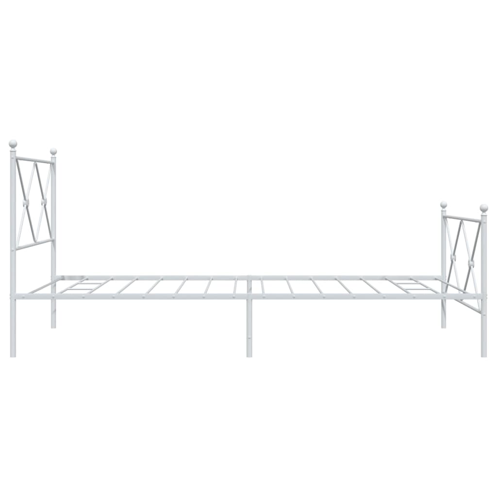 Sengeramme i metall med hode- og fotgavl hvit 100x190 cm